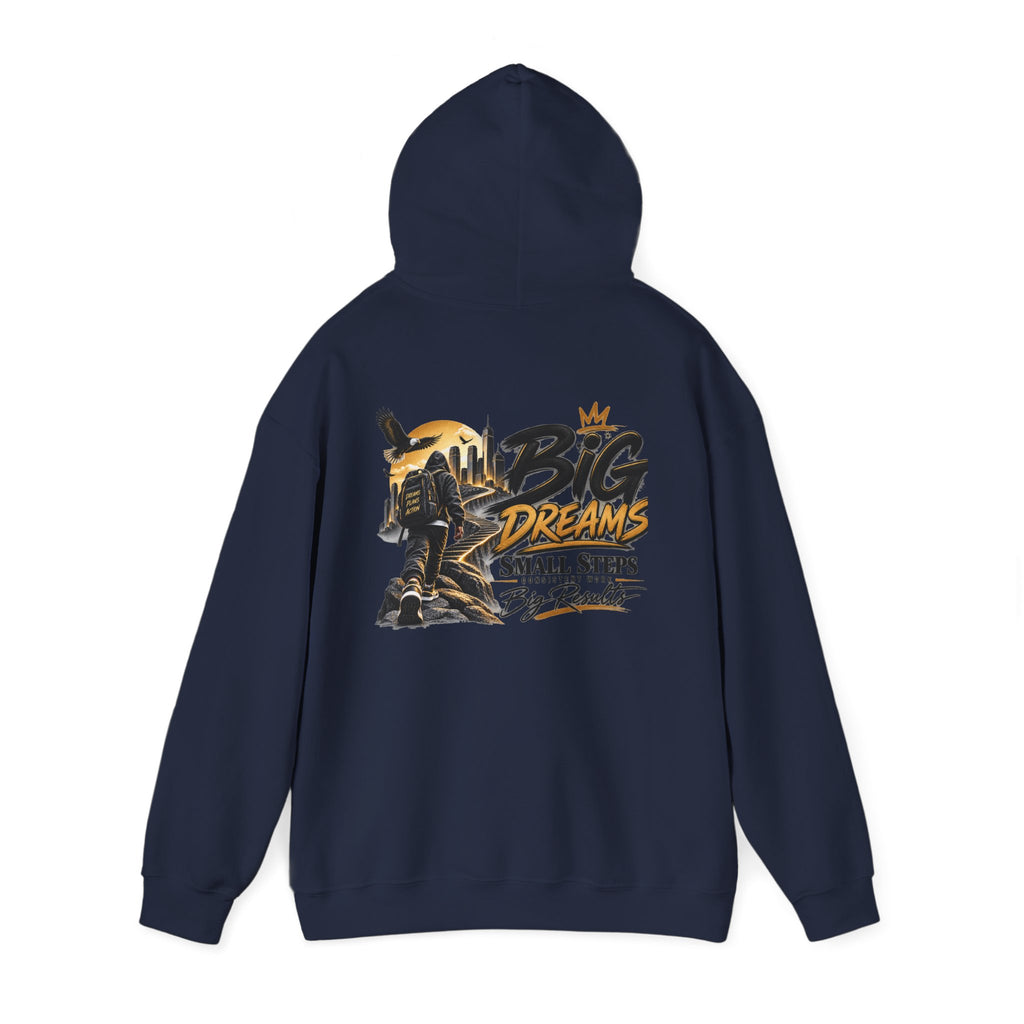 Stay Locked In Hoodie — "Big Dreams, Small Steps" Motivational Graphic Hoodie