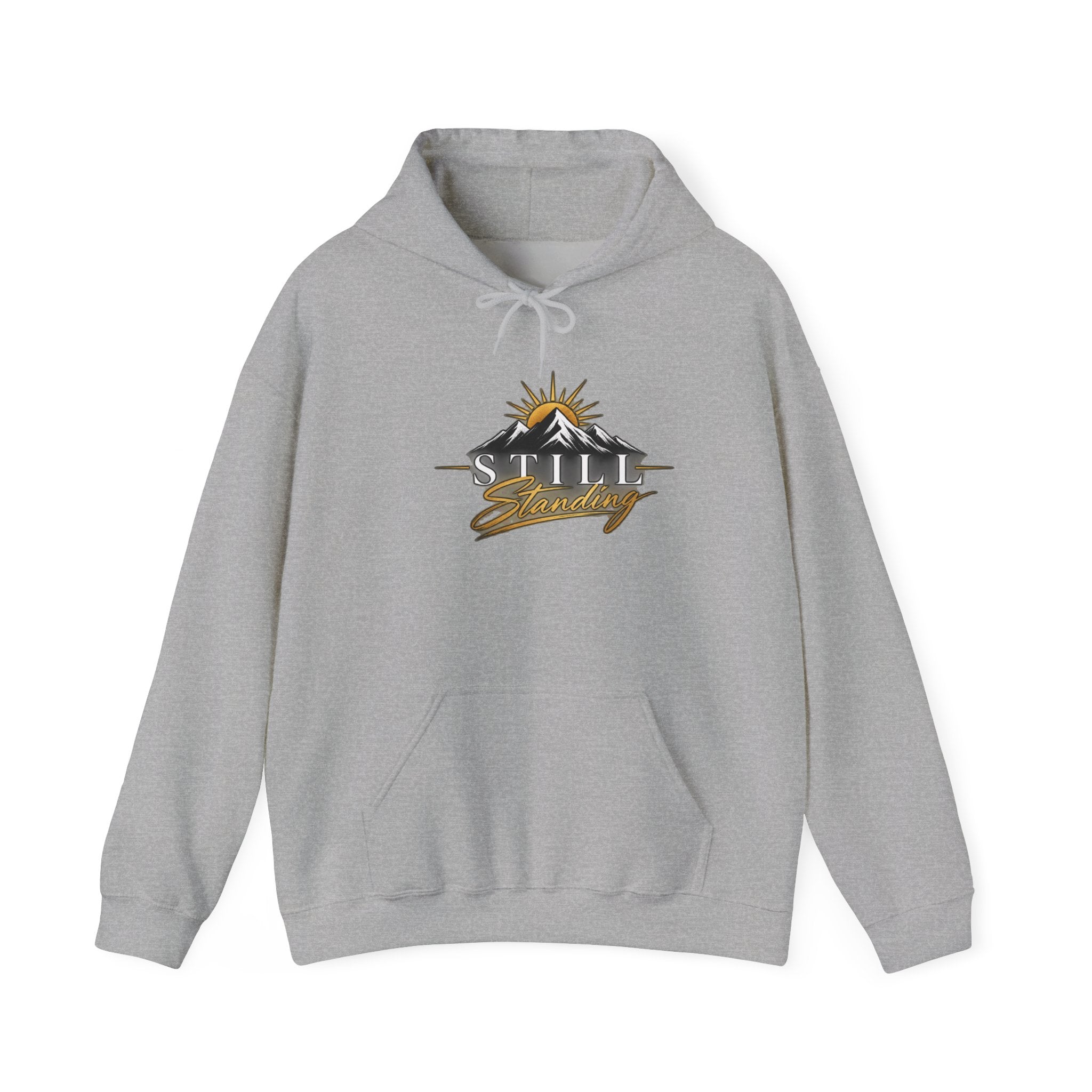 Still Standing Hoodie – Inspirational Mountain Sunrise Graphic Sweatshirt
