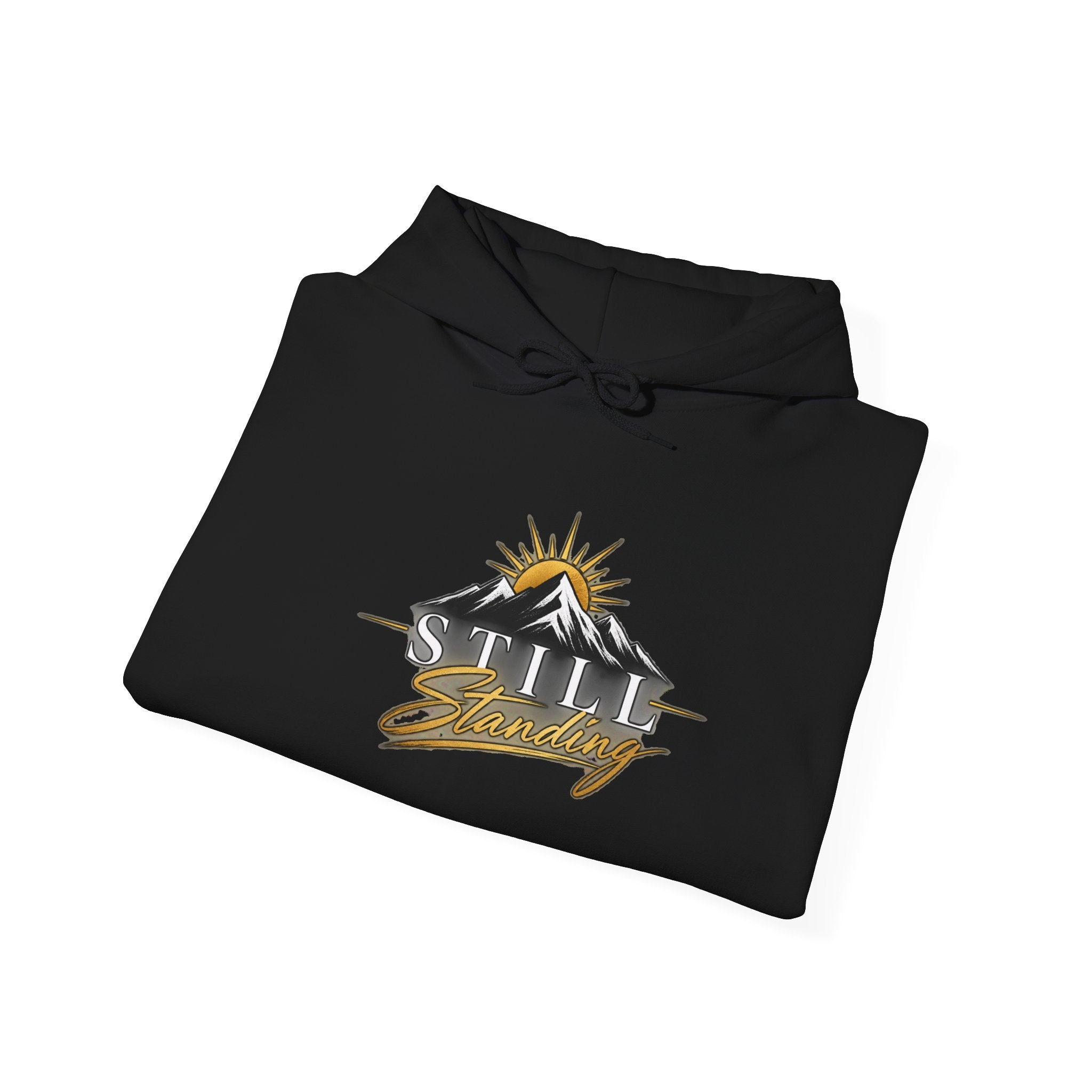 Still Standing Hoodie – Inspirational Mountain Sunrise Graphic Sweatshirt