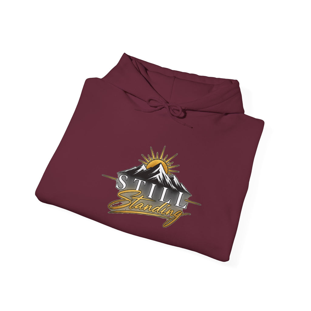 Still Standing Hoodie – Inspirational Mountain Sunrise Graphic Sweatshirt
