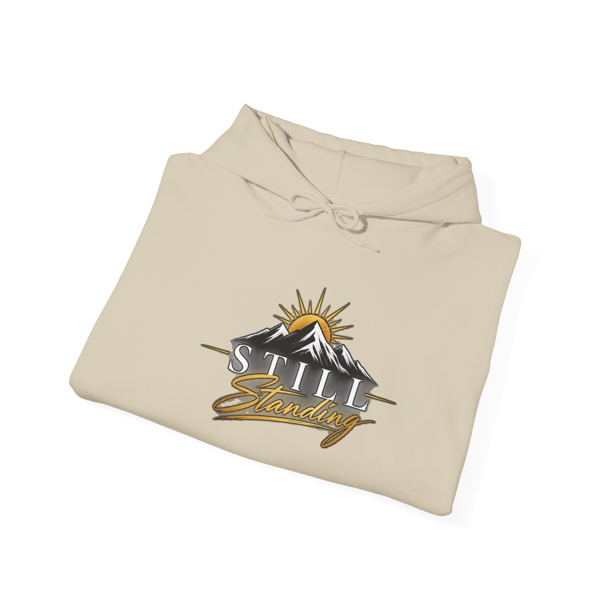 Still Standing Hoodie – Inspirational Mountain Sunrise Graphic Sweatshirt