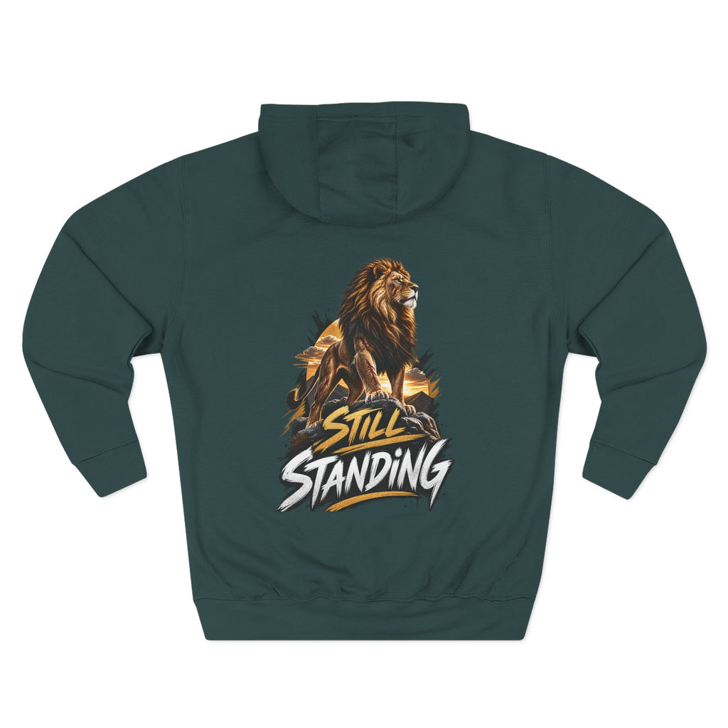 Still Standing Lion Hoodie — Inspirational Graphic Fleece Hoodie