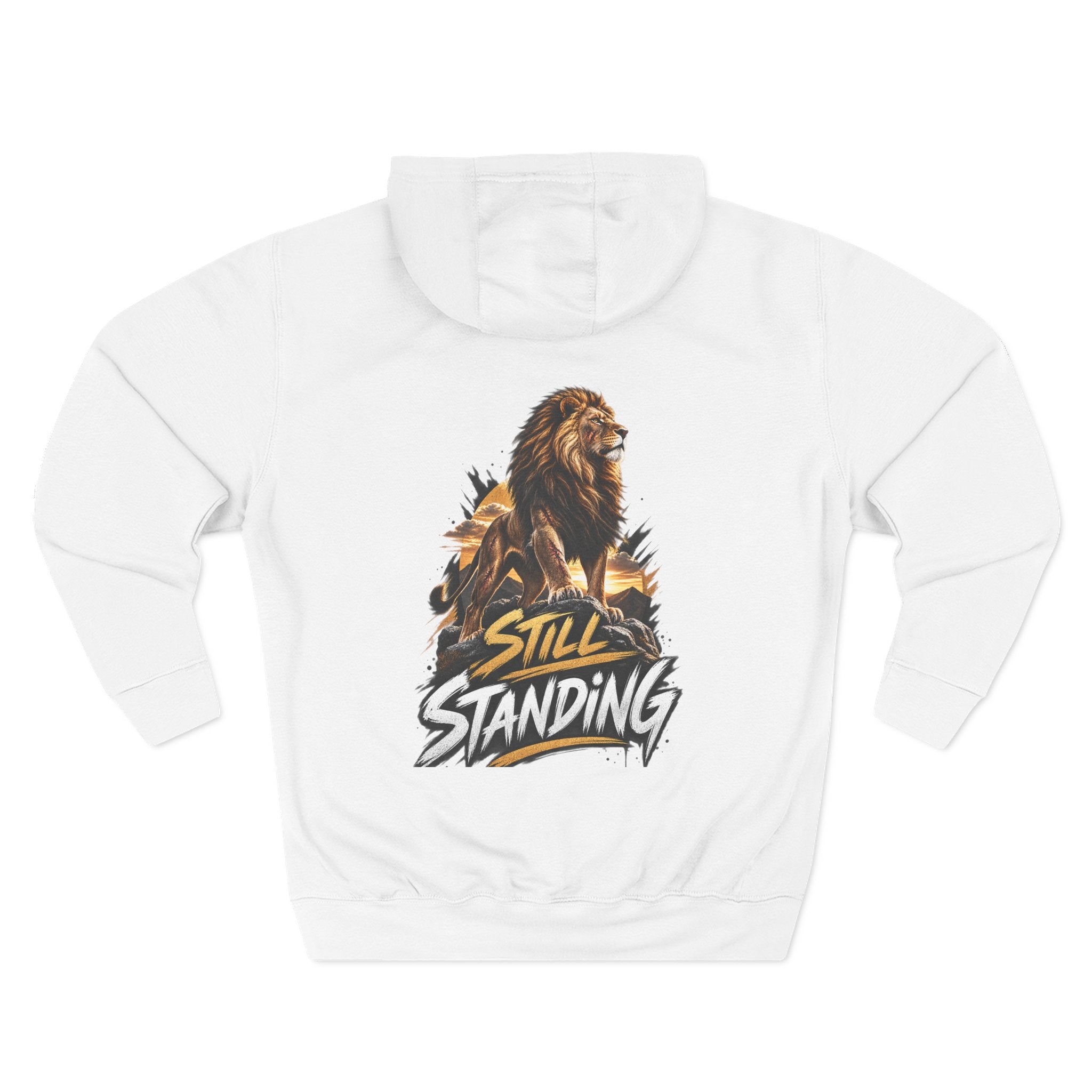 Still Standing Lion Hoodie — Inspirational Graphic Fleece Hoodie