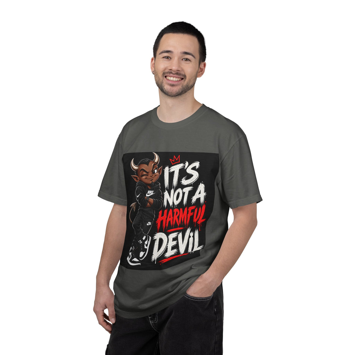 T-Shirt — "It's Not a Harmful Devil" Cartoon Devil Graphic Tee