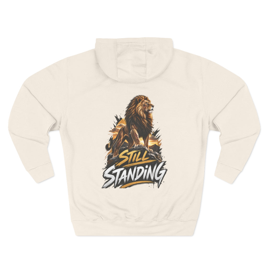 Still Standing Lion Hoodie — Inspirational Graphic Fleece Hoodie