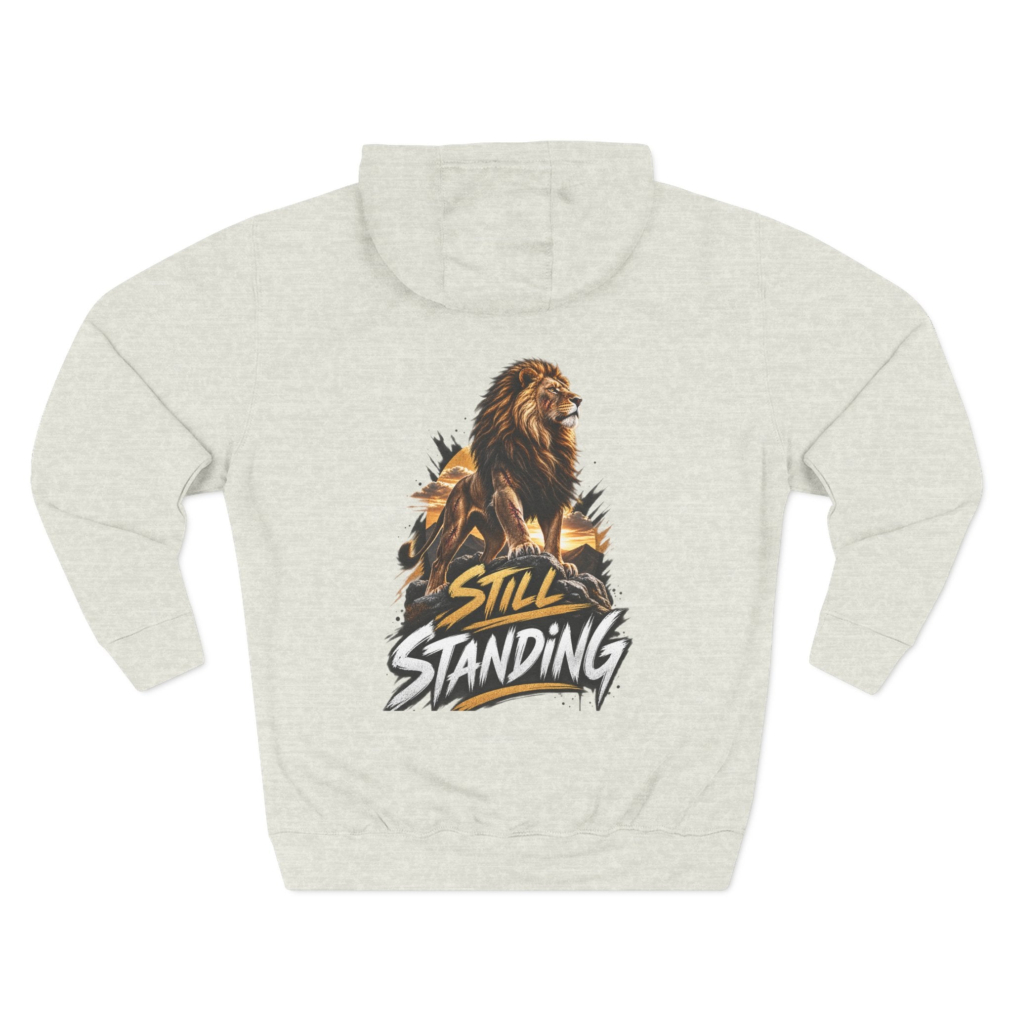 Still Standing Lion Hoodie — Inspirational Graphic Fleece Hoodie