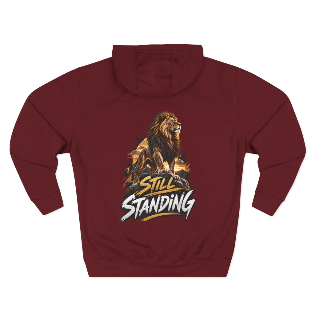 Still Standing Lion Hoodie — Inspirational Graphic Fleece Hoodie