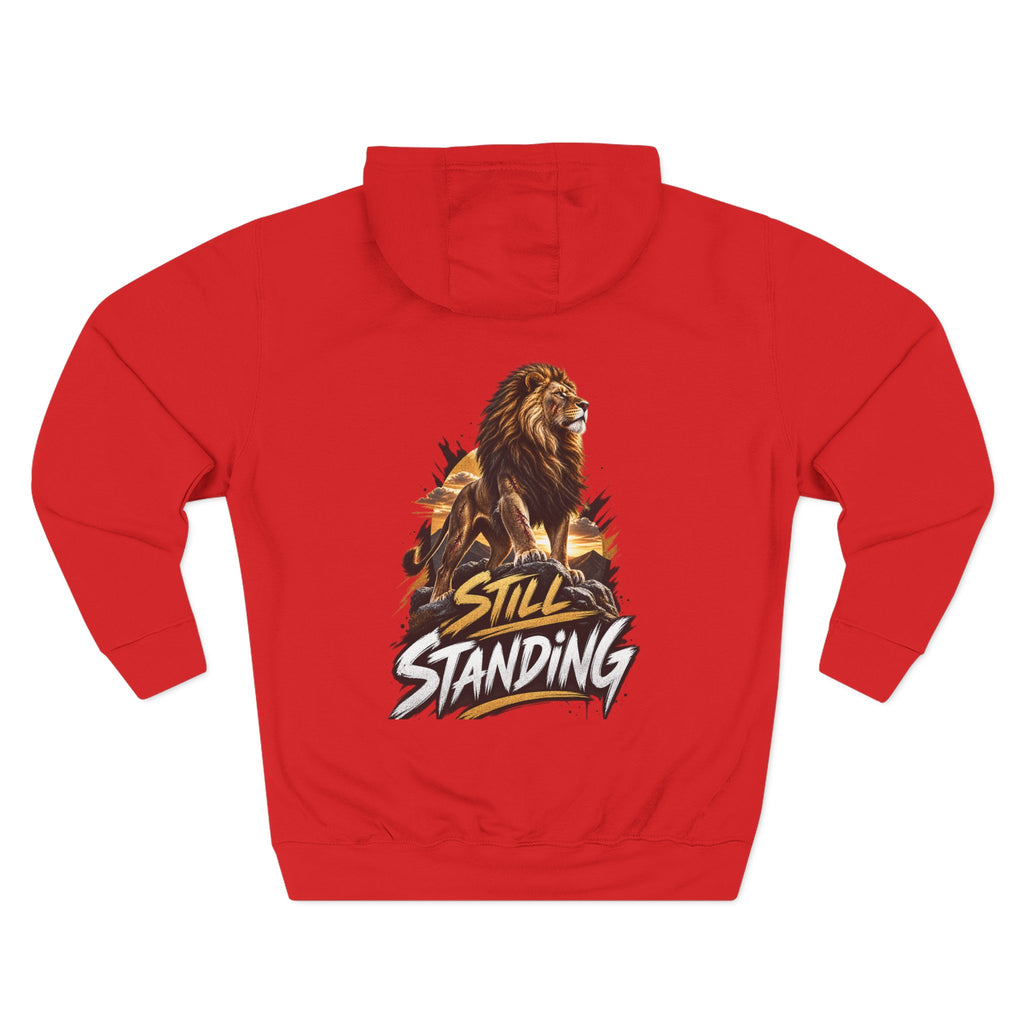 Still Standing Lion Hoodie — Inspirational Graphic Fleece Hoodie