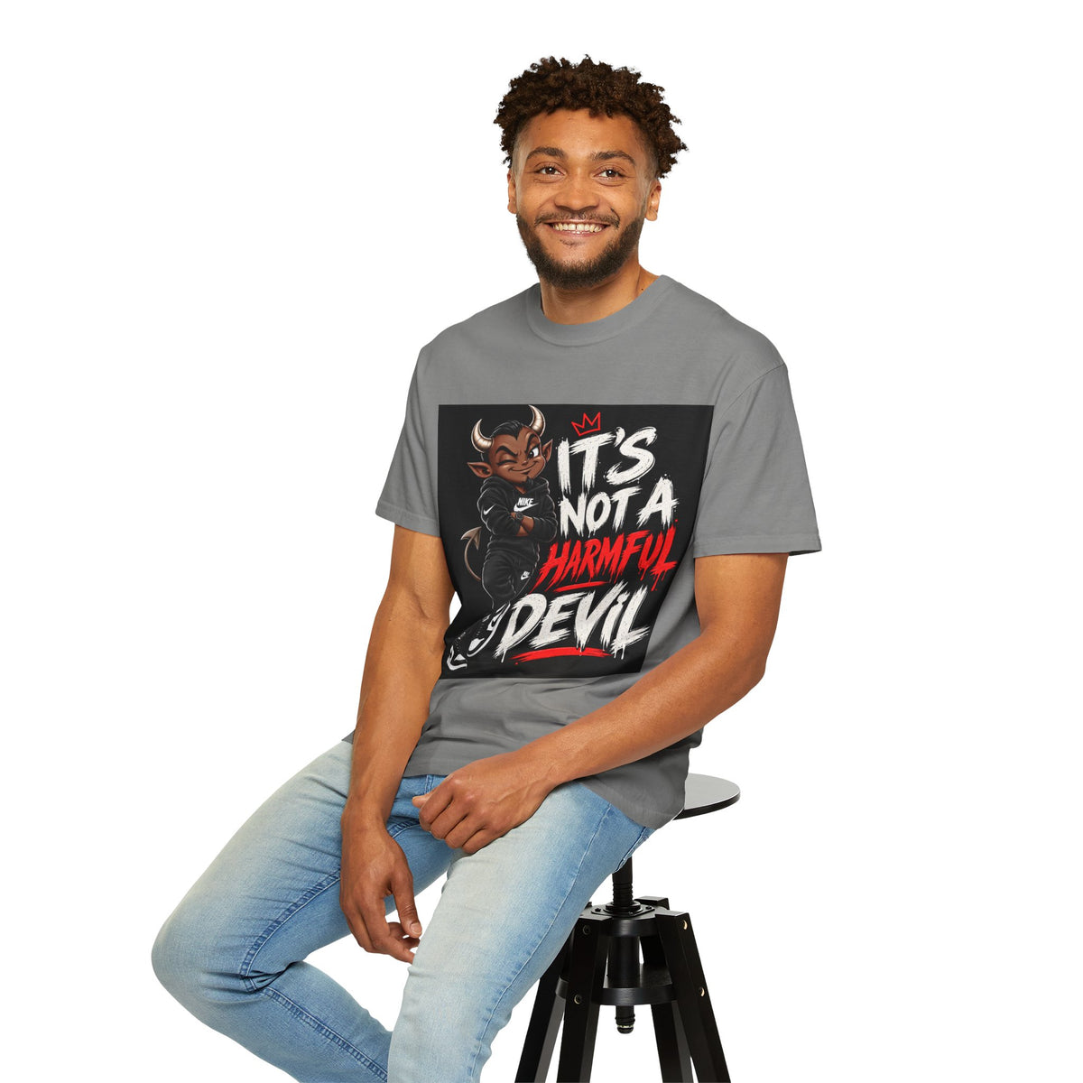 T-Shirt — "It's Not a Harmful Devil" Cartoon Devil Graphic Tee