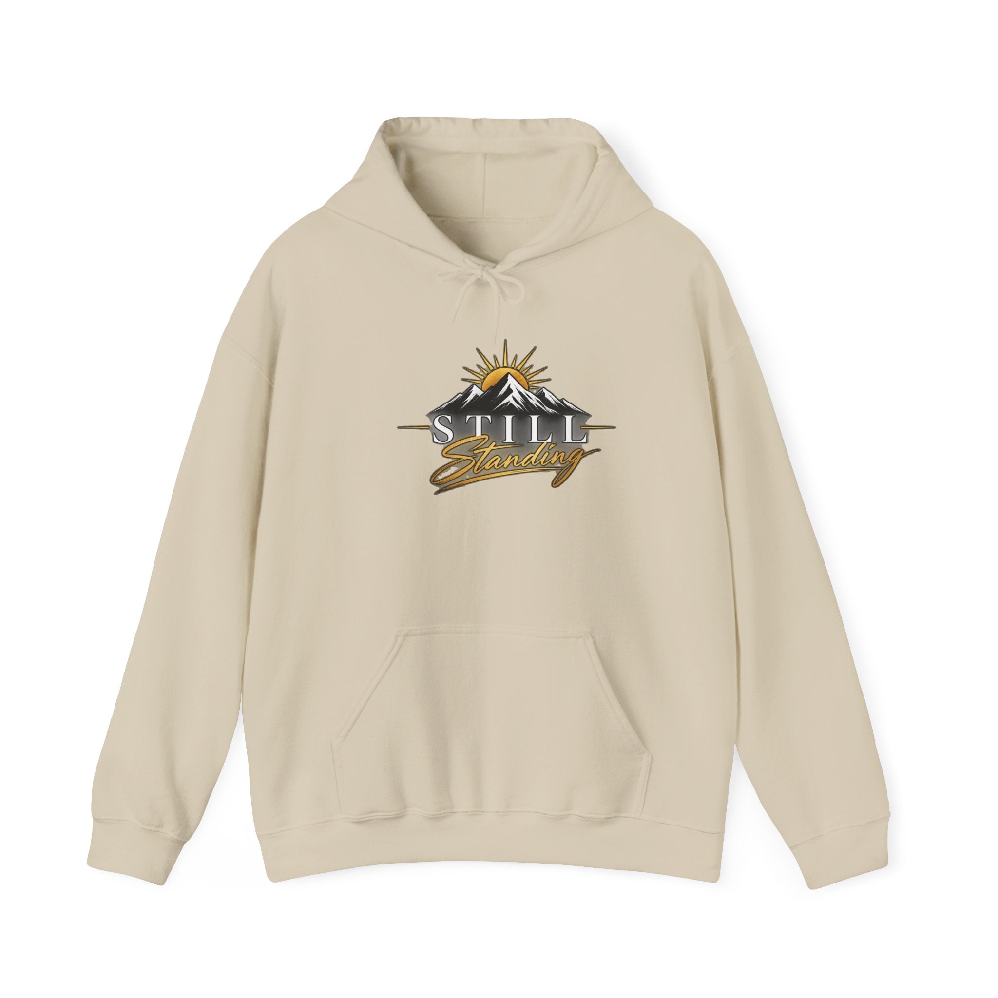 Still Standing Hoodie – Inspirational Mountain Sunrise Graphic Sweatshirt