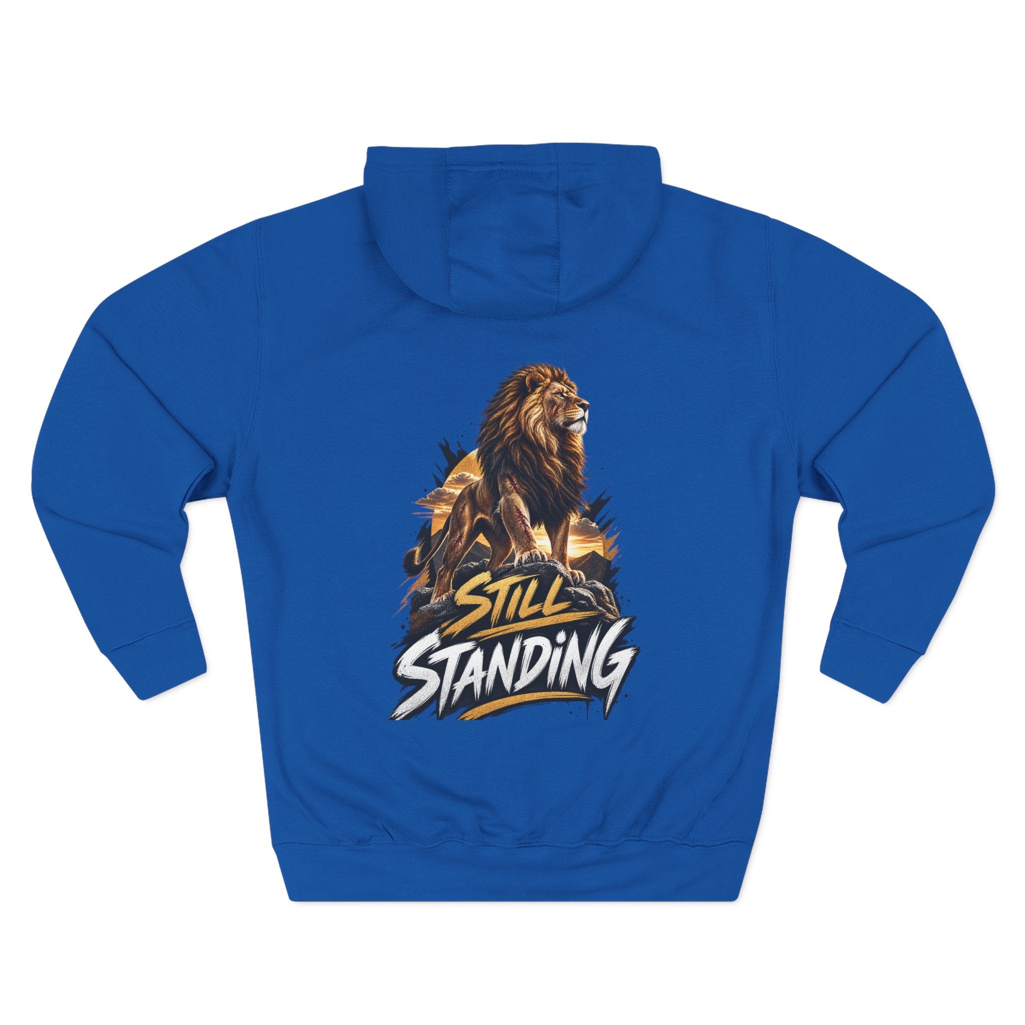 Still Standing Lion Hoodie — Inspirational Graphic Fleece Hoodie