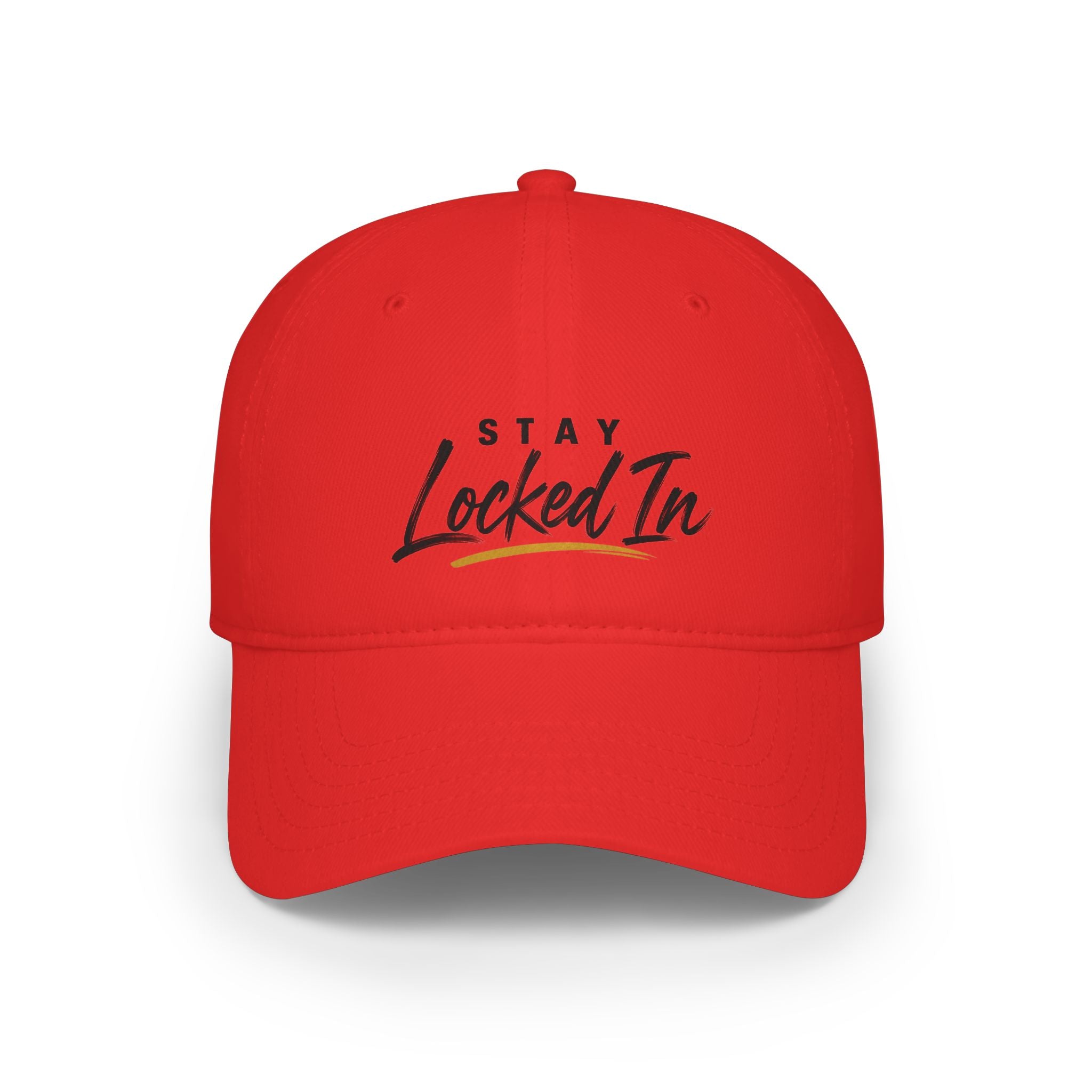 Stay Locked In Baseball Cap — Low Profile Red Dad Hat