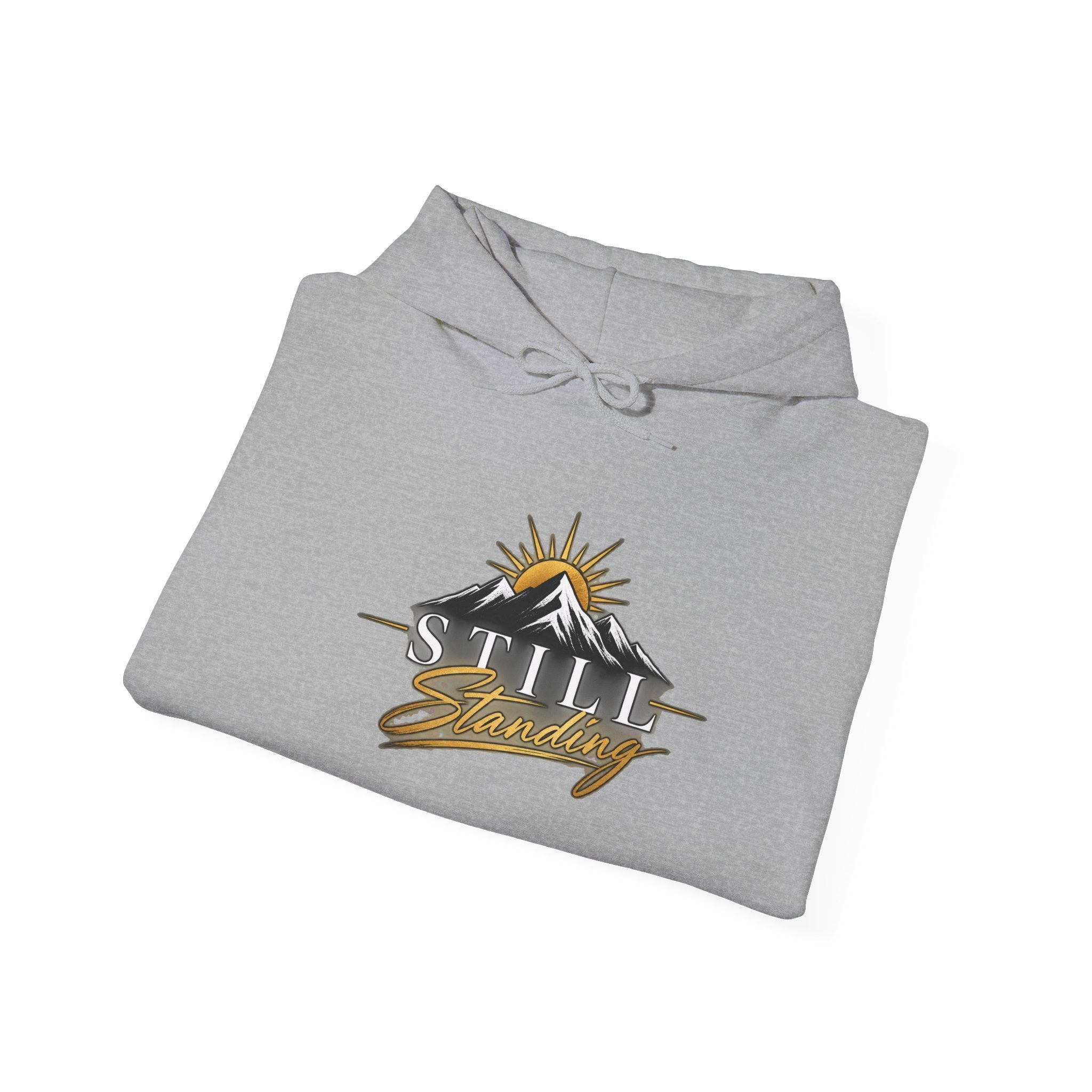 Still Standing Hoodie – Inspirational Mountain Sunrise Graphic Sweatshirt