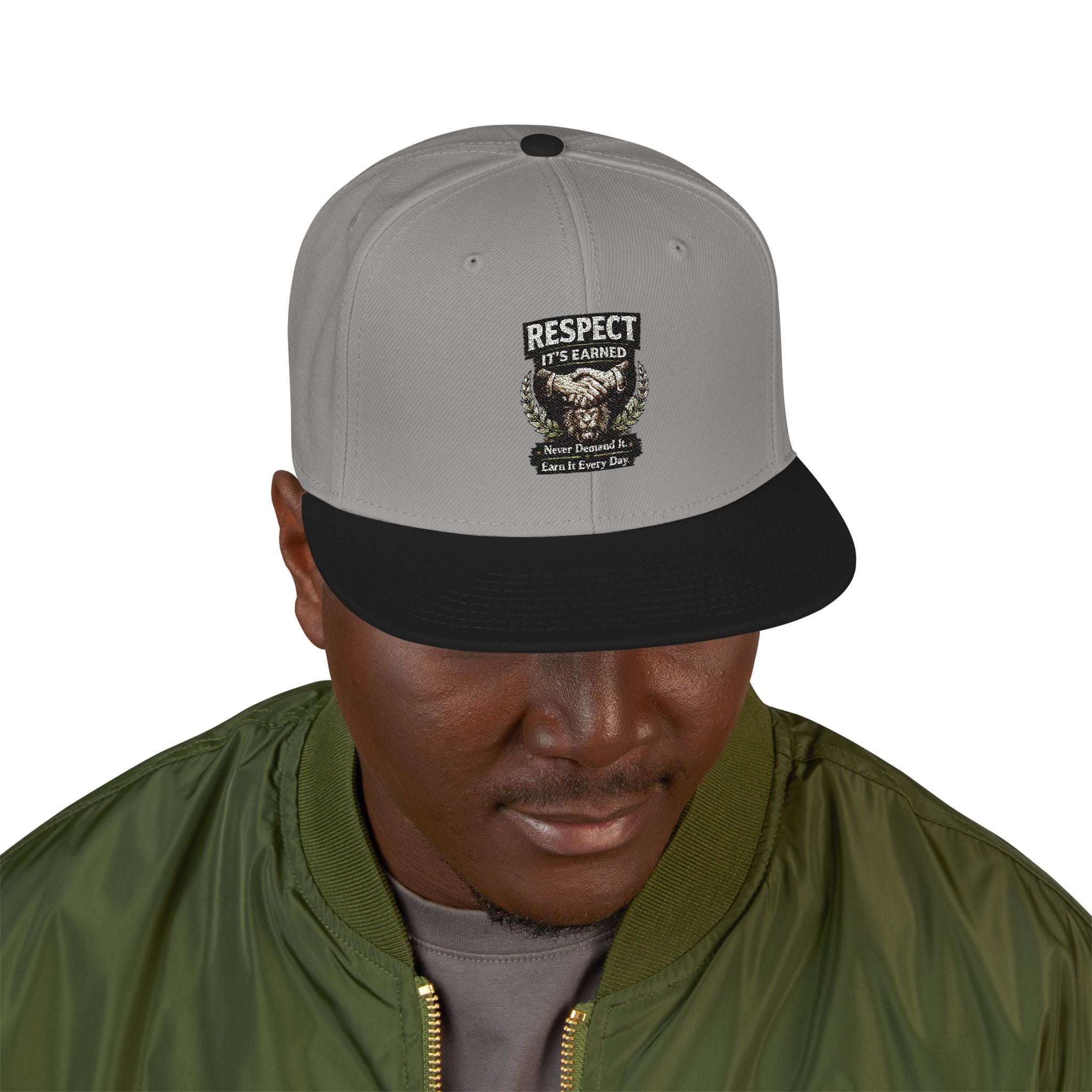 Snapback Hat - Camo Bear Embroidered Patch Cap