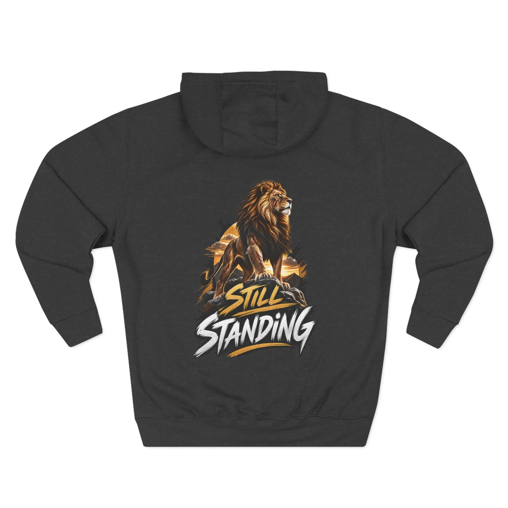 Still Standing Lion Hoodie — Inspirational Graphic Fleece Hoodie