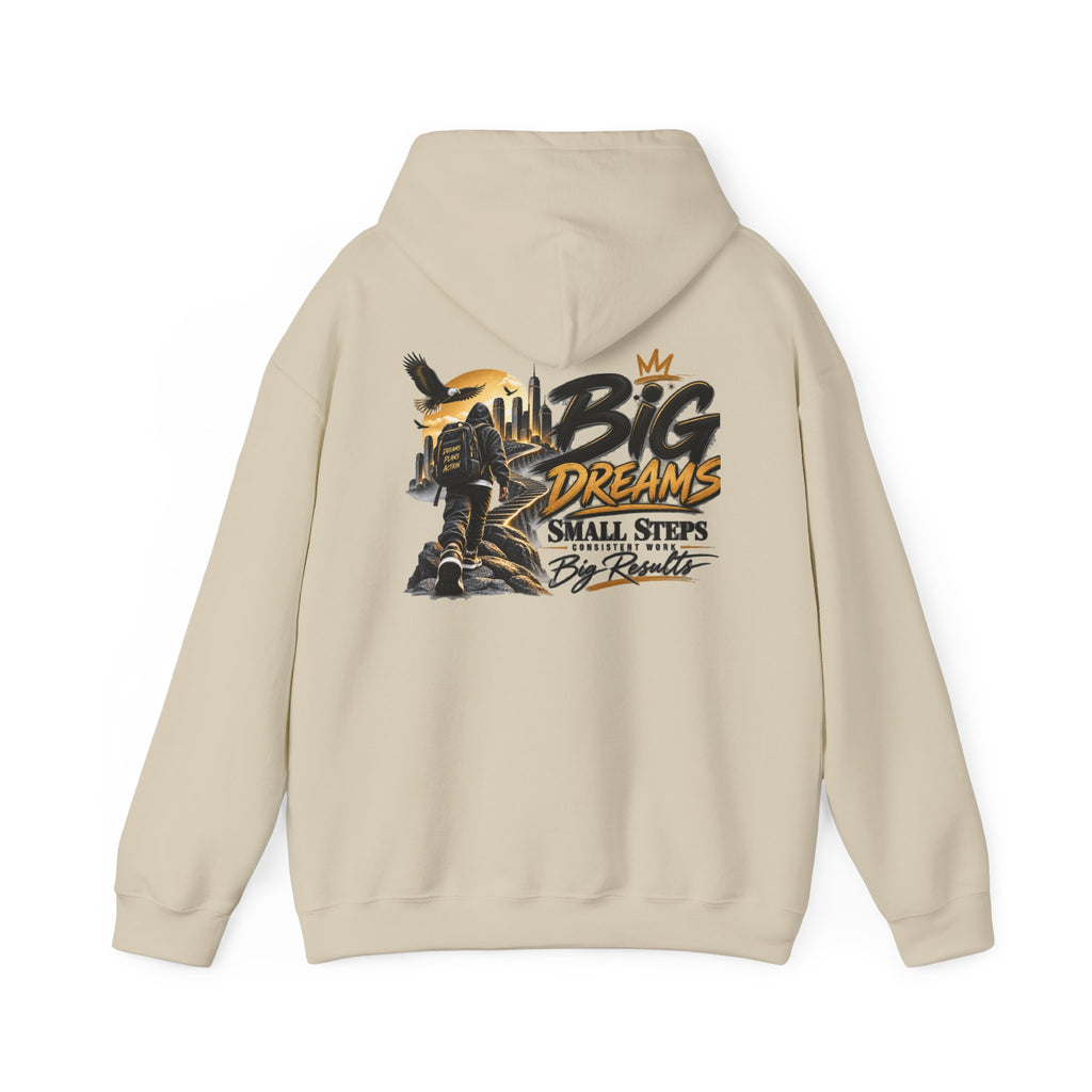 Stay Locked In Hoodie — "Big Dreams, Small Steps" Motivational Graphic Hoodie