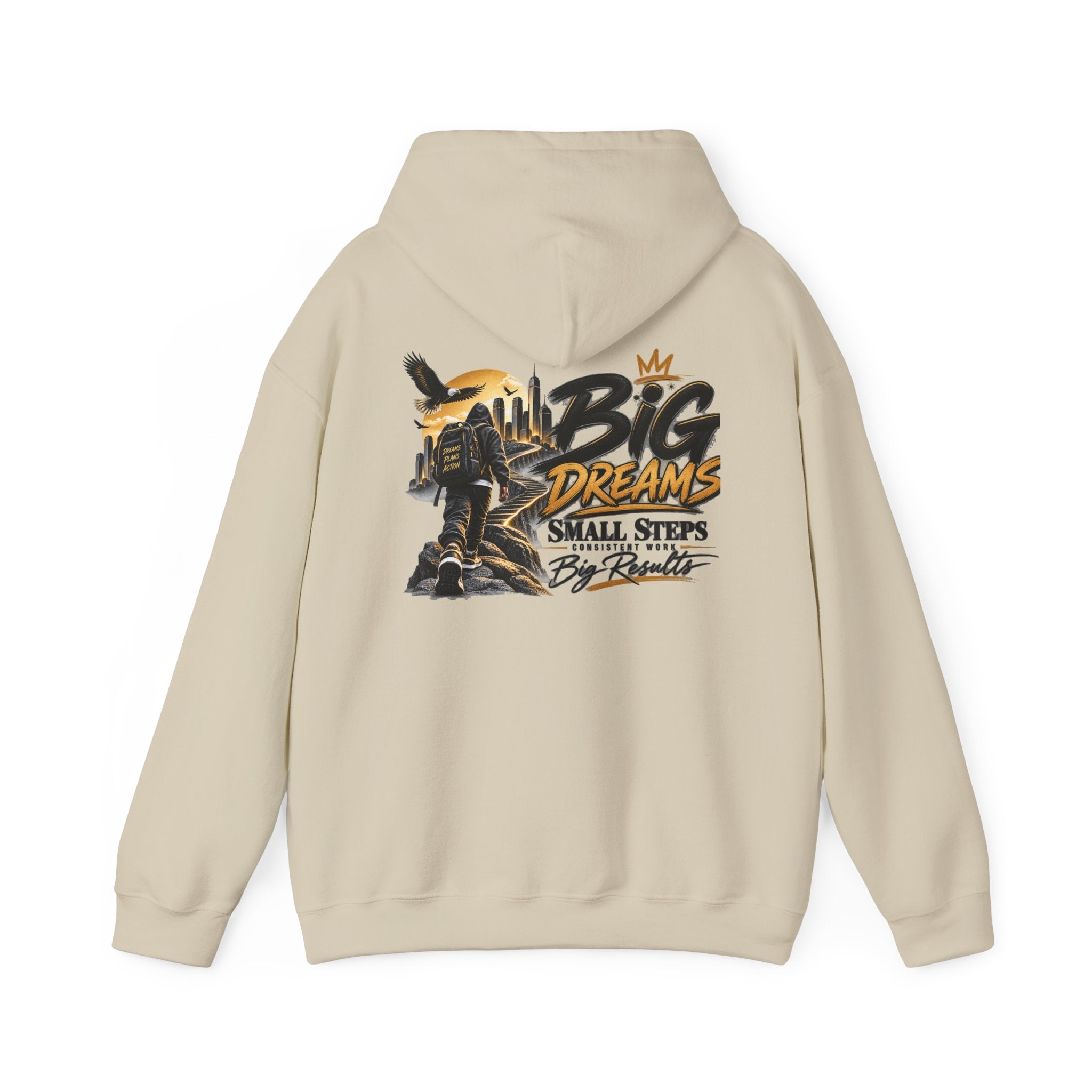 Stay Locked In Hoodie — "Big Dreams, Small Steps" Motivational Graphic Hoodie