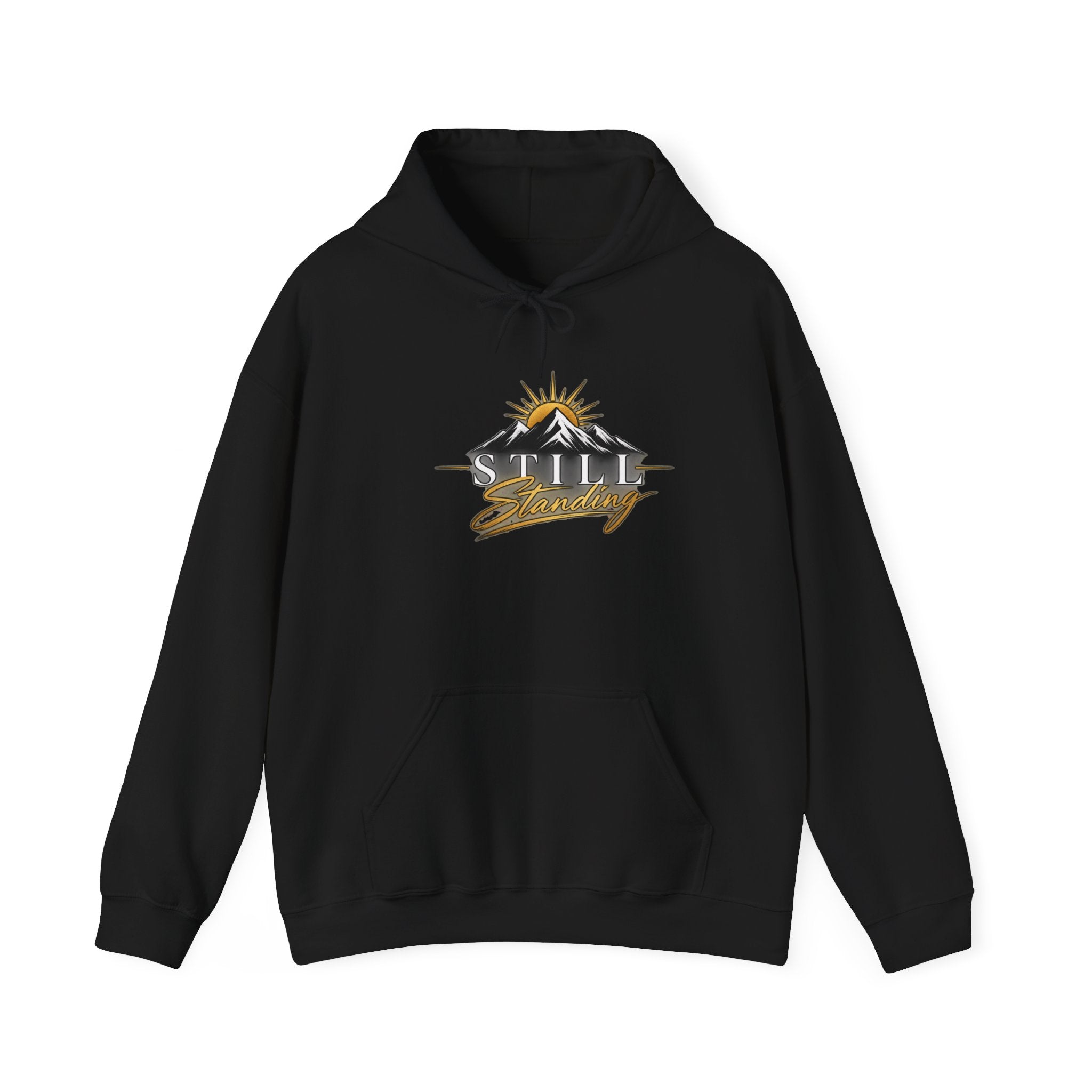 Still Standing Hoodie – Inspirational Mountain Sunrise Graphic Sweatshirt