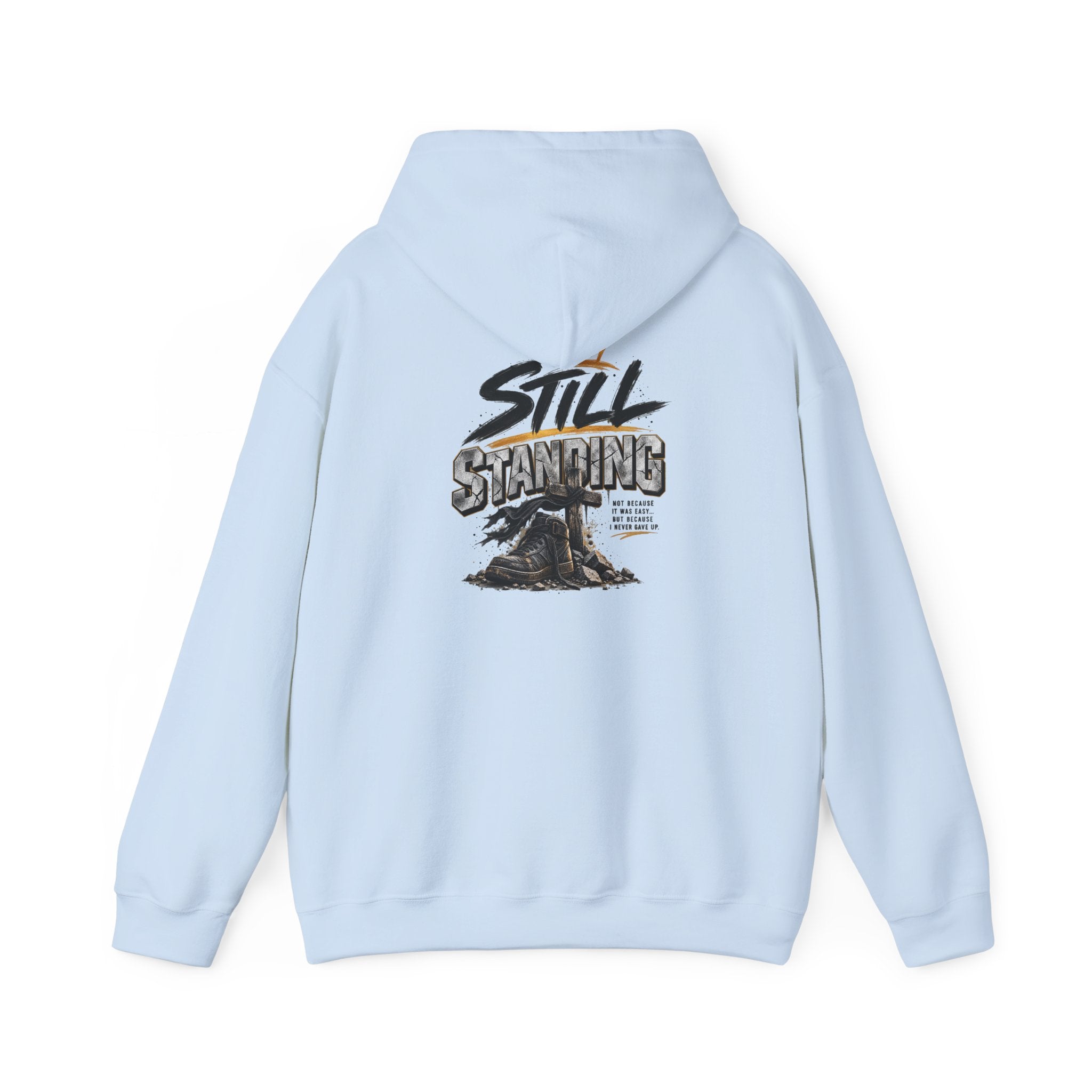 Still Standing Hoodie – Inspirational Mountain Sunrise Graphic Sweatshirt