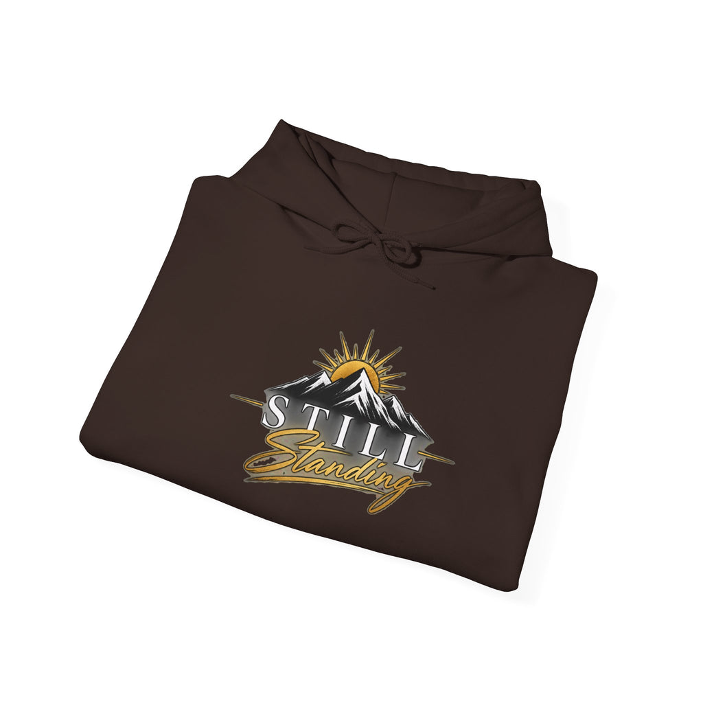 Still Standing Hoodie – Inspirational Mountain Sunrise Graphic Sweatshirt