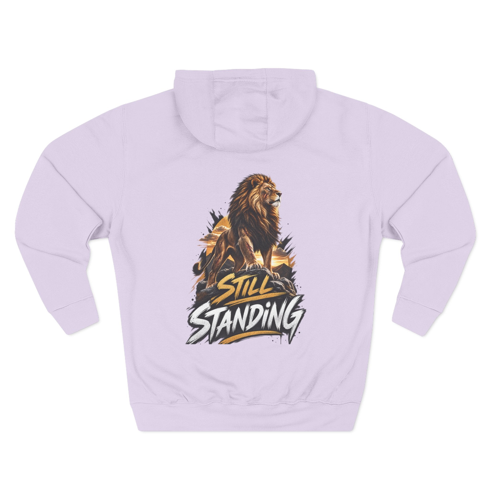 Still Standing Lion Hoodie — Inspirational Graphic Fleece Hoodie