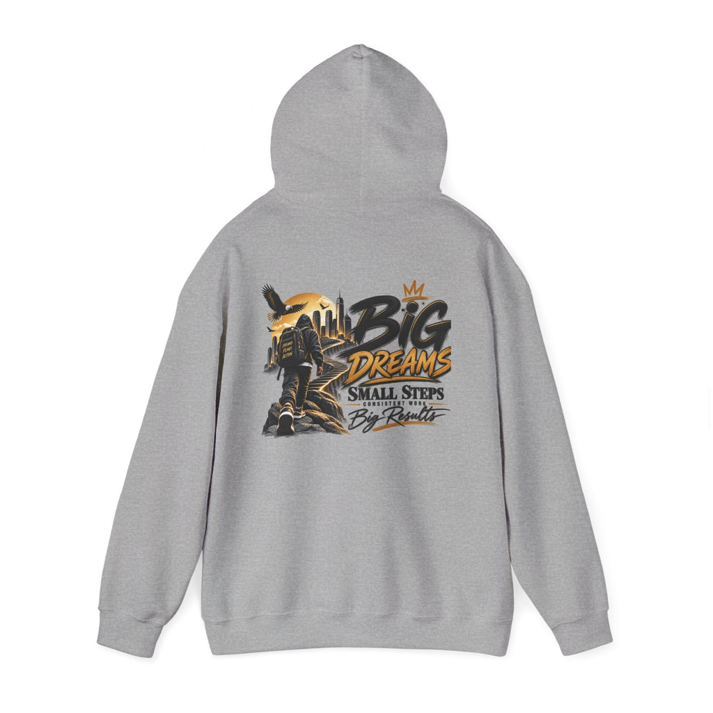 Stay Locked In Hoodie — "Big Dreams, Small Steps" Motivational Graphic Hoodie