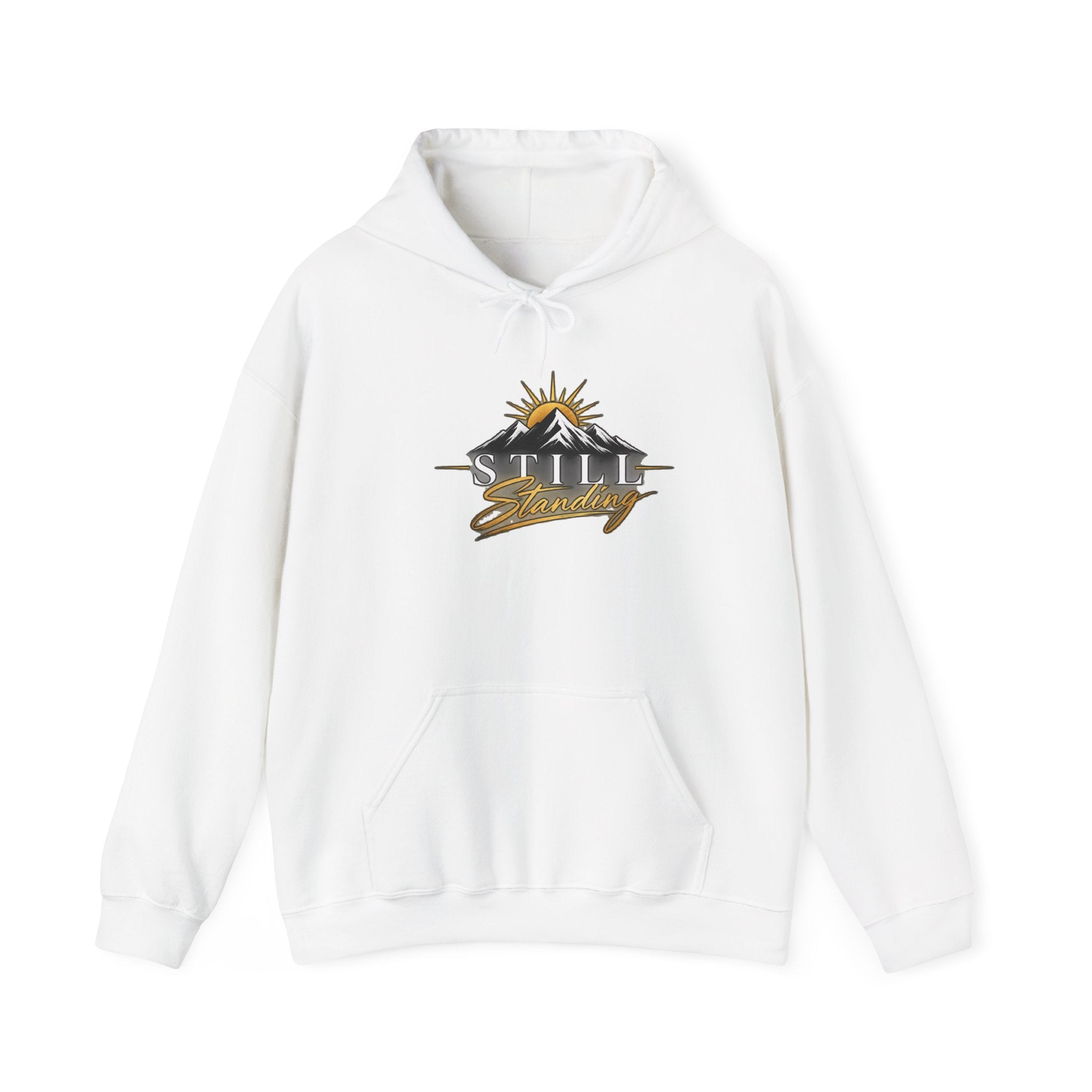 Still Standing Hoodie – Inspirational Mountain Sunrise Graphic Sweatshirt