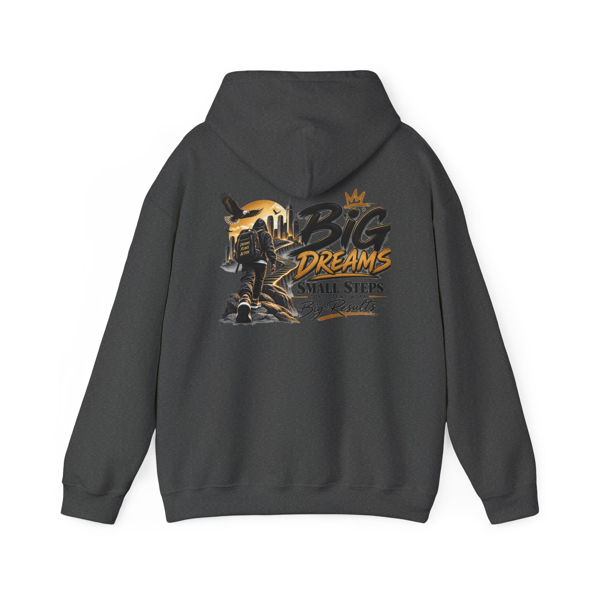Stay Locked In Hoodie — "Big Dreams, Small Steps" Motivational Graphic Hoodie