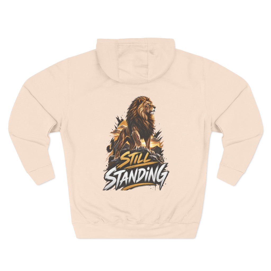 Still Standing Lion Hoodie — Inspirational Graphic Fleece Hoodie