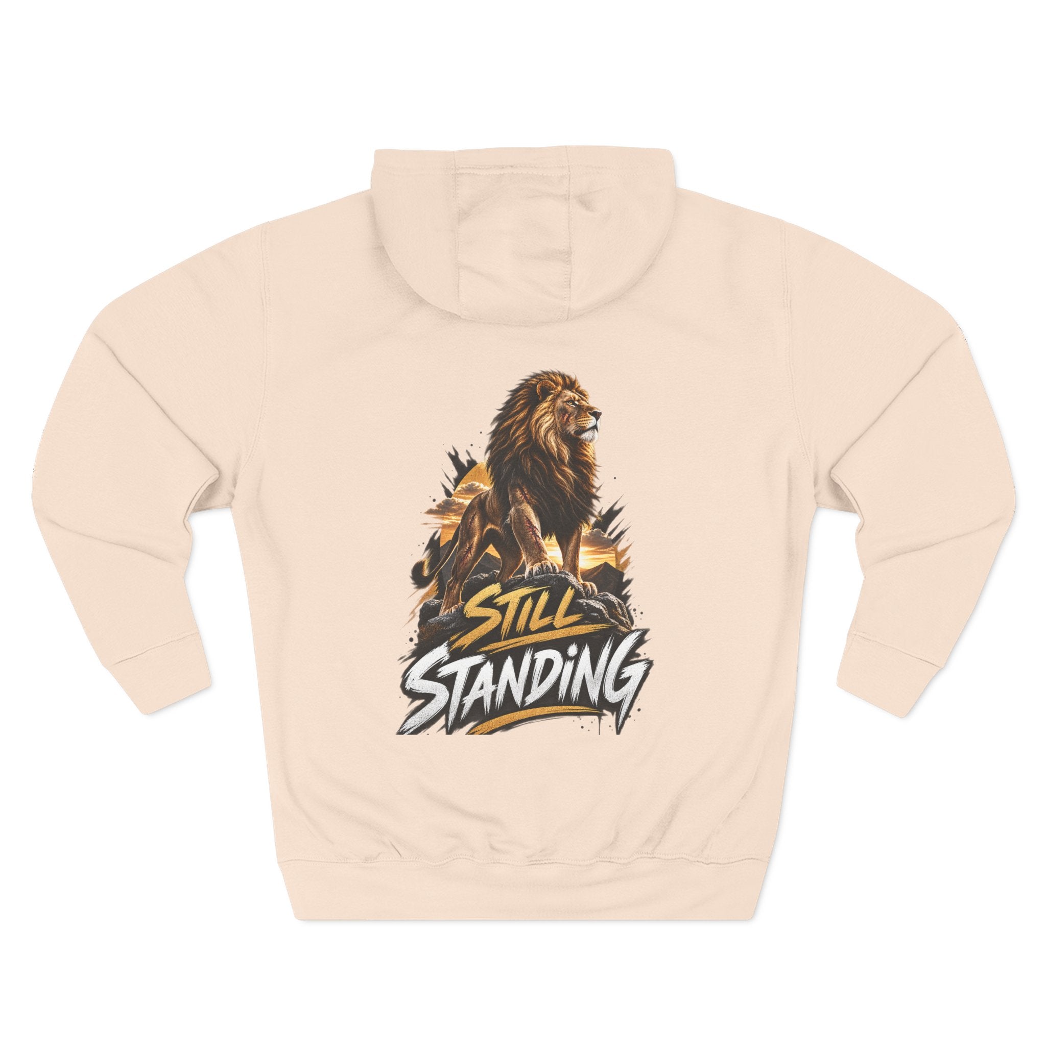 Still Standing Lion Hoodie — Inspirational Graphic Fleece Hoodie